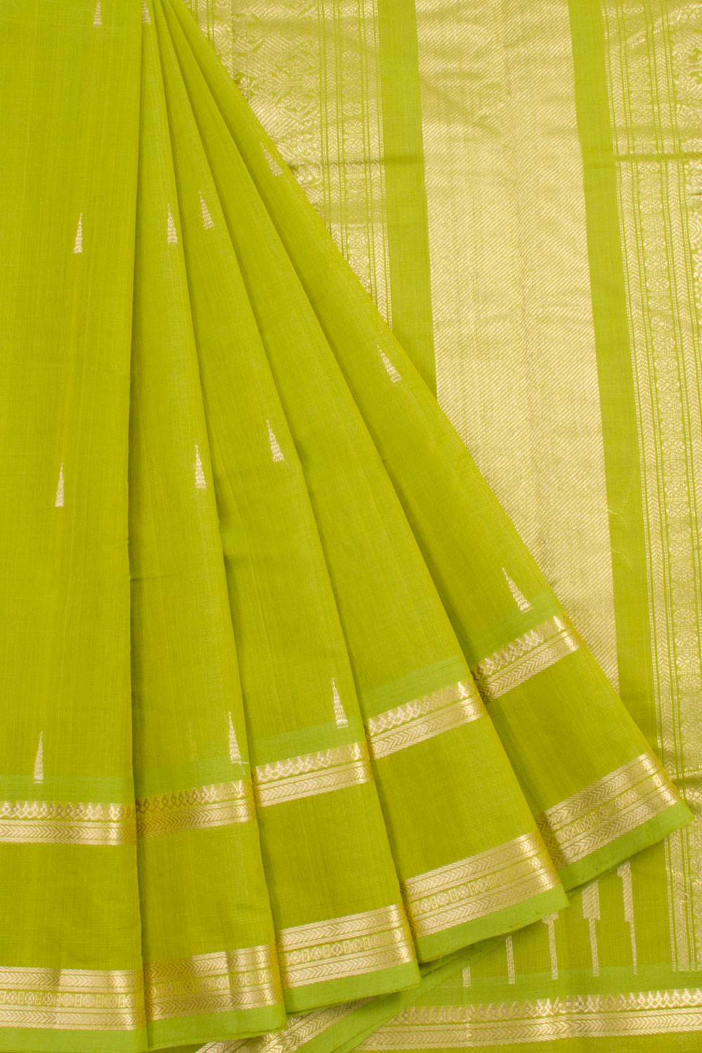 Spring Green Handwoven Kanchi Cotton Saree 10060855