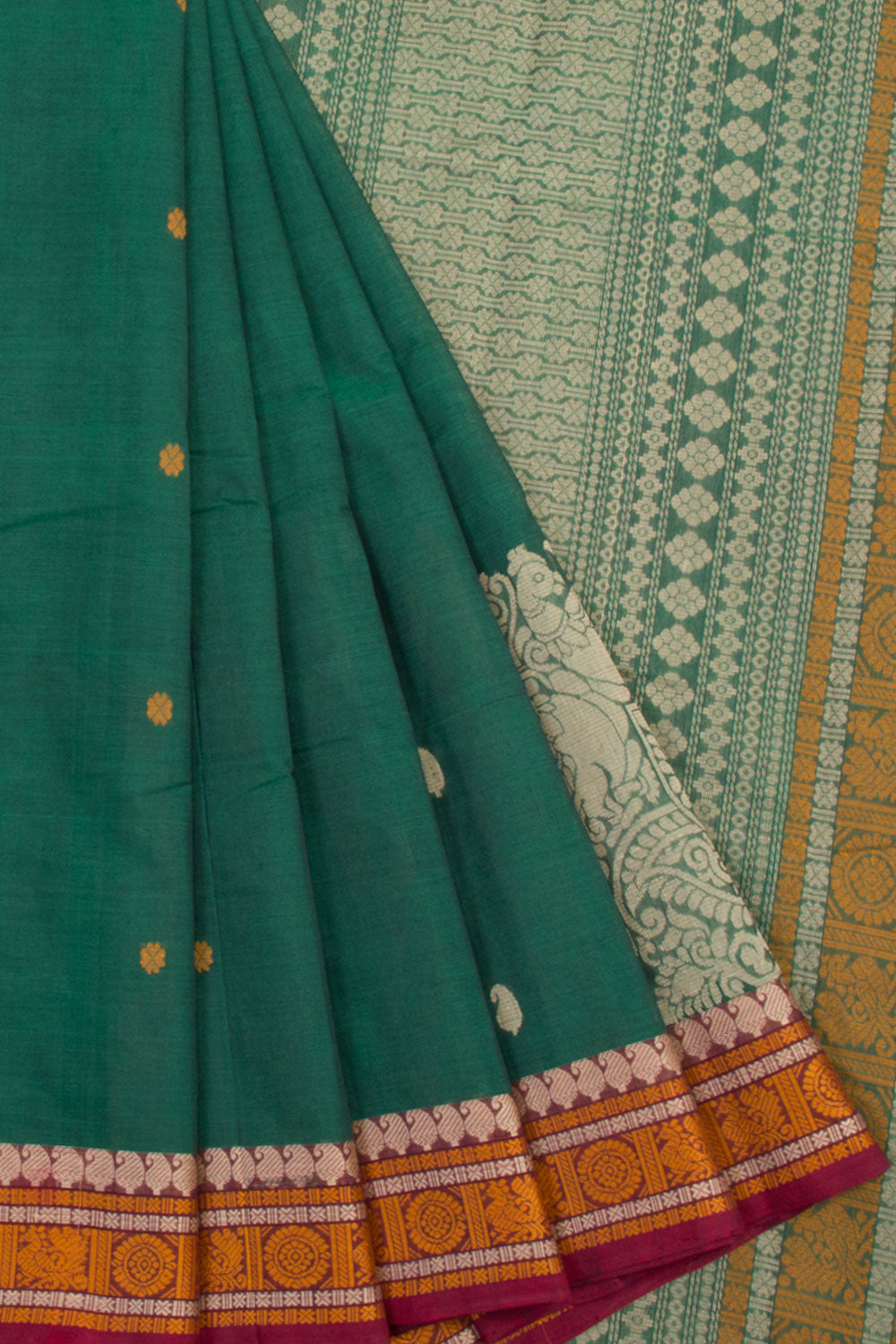 Emerald Green Handloom Kanchi Cotton Saree 10060879