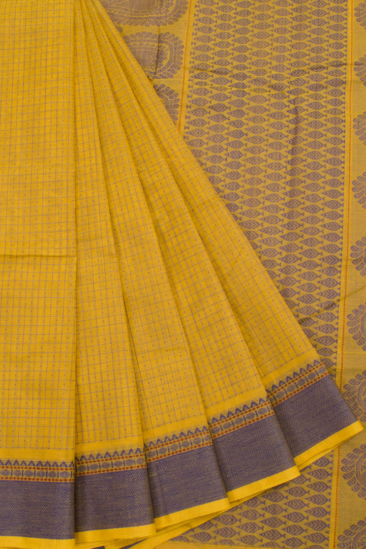 Mustard Yellow Handloom Kanchi Cotton Saree 10060882