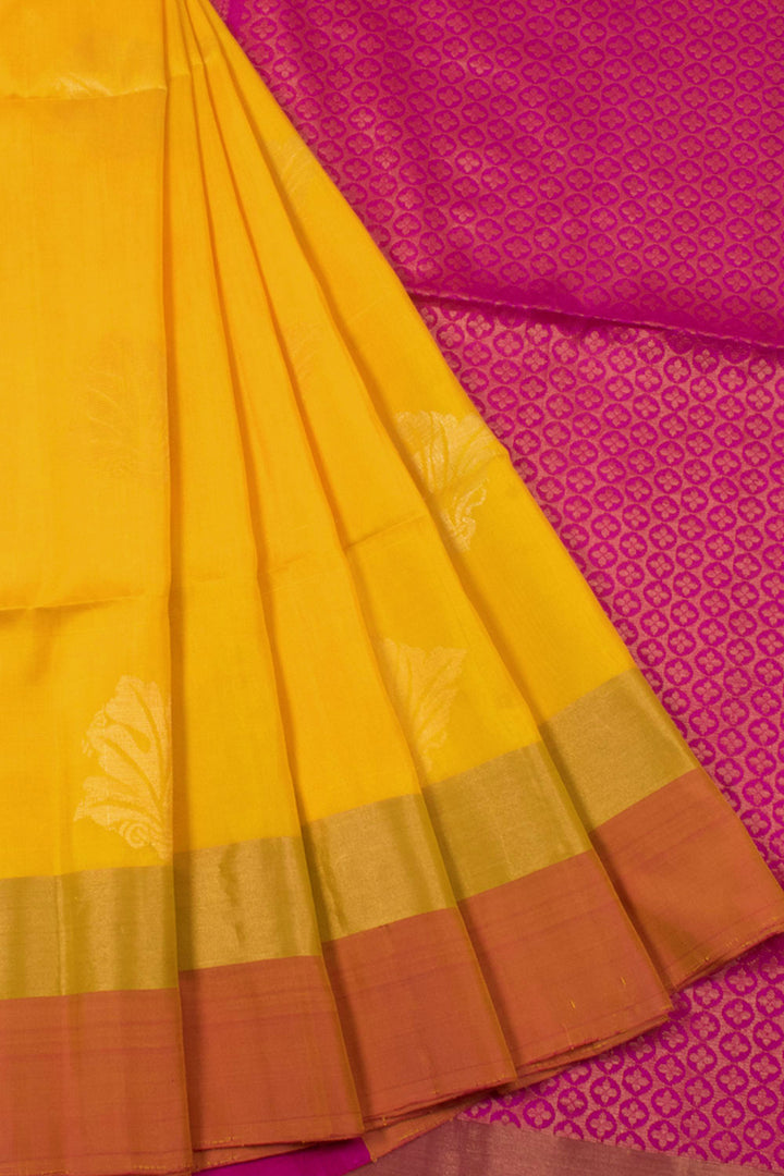 Handloom Kanjivaram Soft Silk Saree with Floral Motifs and Tissue Border 