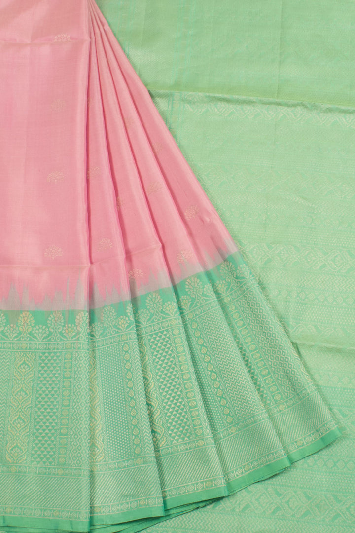 Handloom Kanjivaram Soft Silk Saree with Floral Motifs and Brocade Blouse