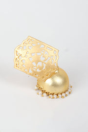 Handcrafted Gold Tone Trellis Design Brass Earrings 10061351