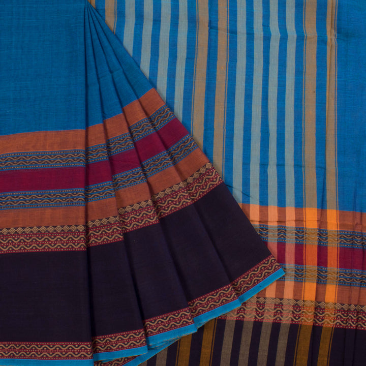 Handloom Bengal Cotton Saree with Multicolour Border
