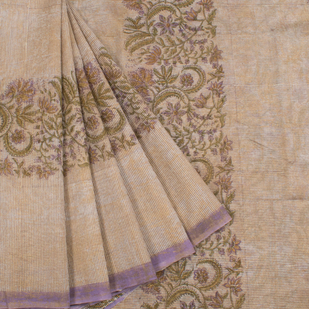 Hand Block Printed Chanderi Silk Cotton Saree 10055770