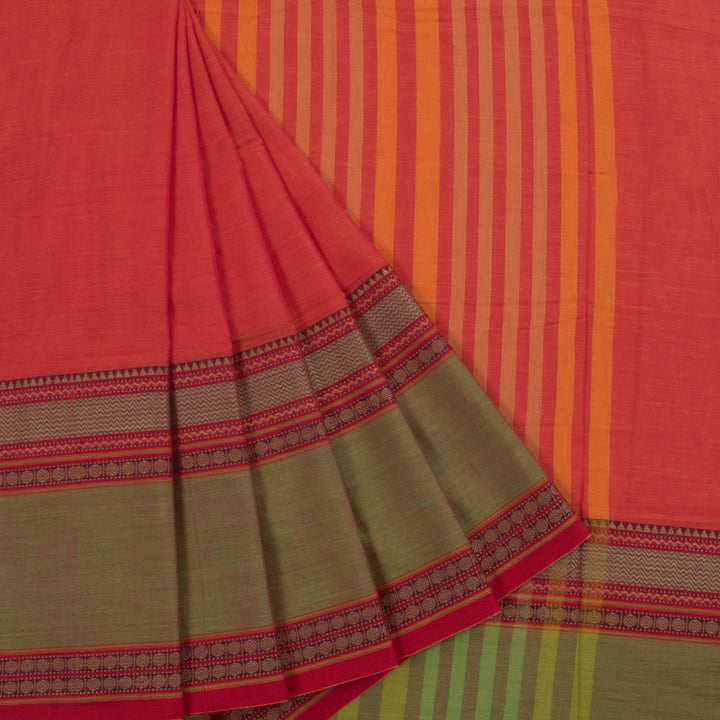 Handloom Bengal Cotton Saree with Temple and Rudhraksh Border 
