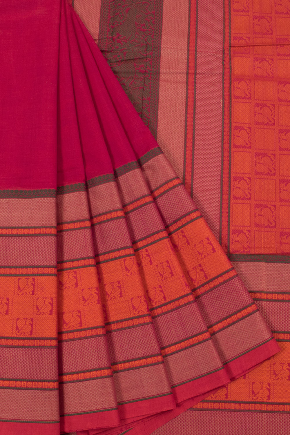 Pink Handloom Kanchi Cotton Saree 10059554