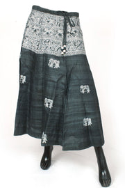 Hand Painted Madhubani Bhagalpur Tussar Silk Skirt with Godna Art Work