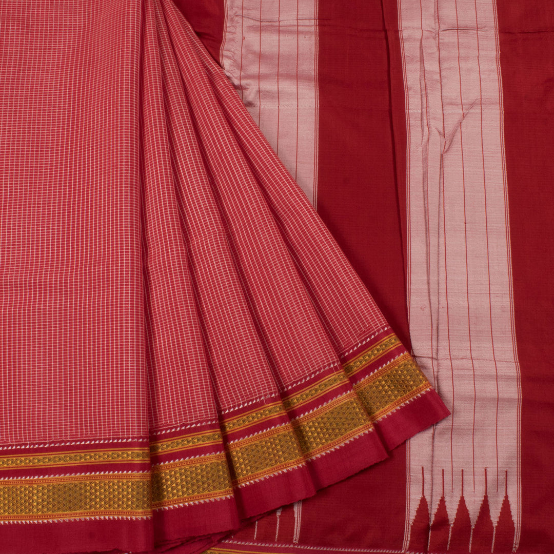 Handwoven Ilkal Cotton Saree with Silk Border and Pallu