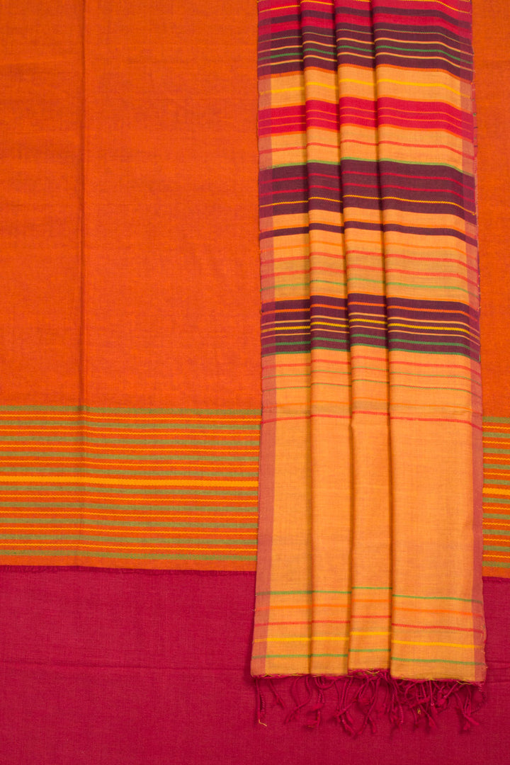 Orange Handwoven Cotton 3-Piece Salwar Suit Material 10061881