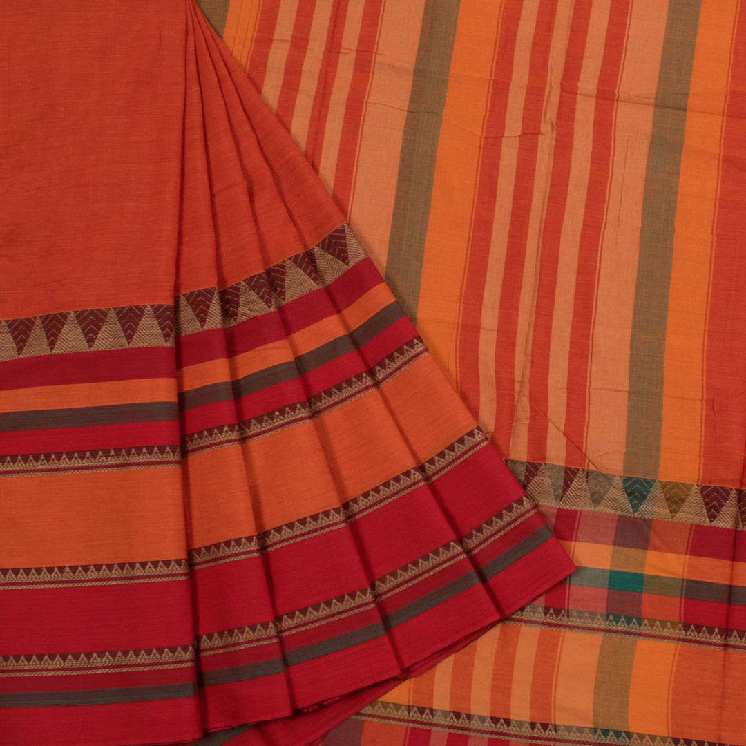 Handloom Bengal Cotton Saree with Temple Design Border