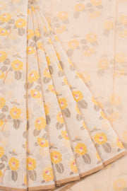 Hand Printed Chanderi Silk Cotton Saree with Floral Motifs