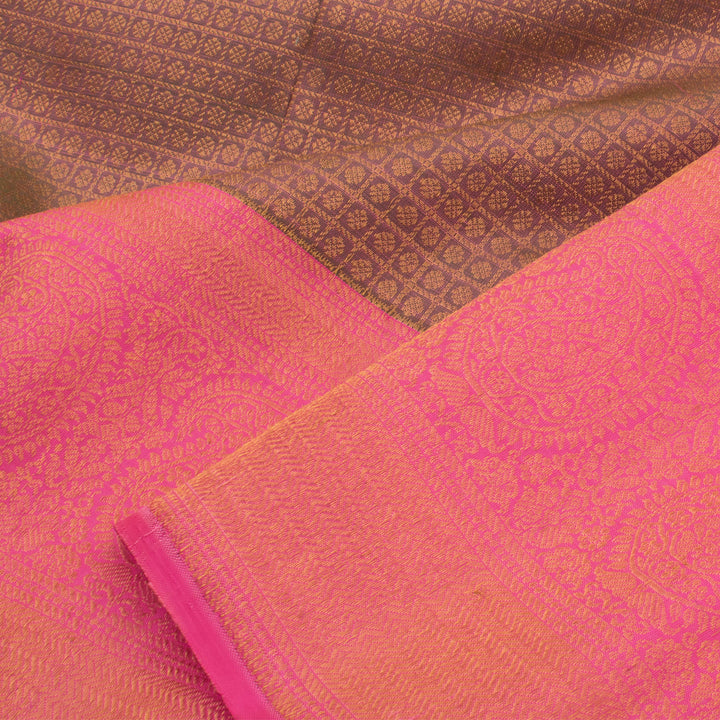 Handloom Pure Zari Jacquard Kanjivaram Saree with Floral Motifs and Paisley Vanki Border
