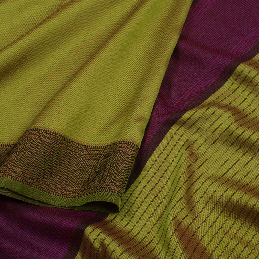 Handwoven Maheshwari Silk Saree with Zigzag Border and Stripes Pallu