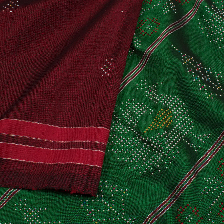Handwoven Tangaliya Silk Cotton Saree with Star Motifs and Peacock Design Pallu