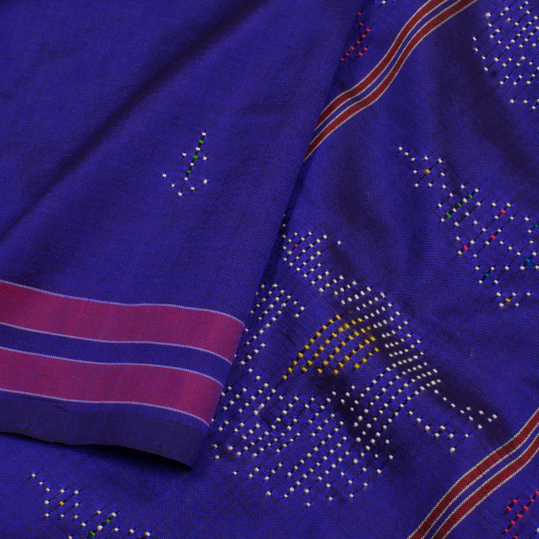 Handwoven Tangaliya Silk Cotton Saree with Anchor Motifs and Peacock Design Pallu