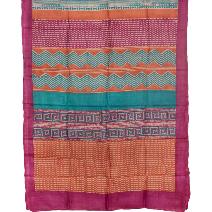 Hand Block Printed Tussar Silk Salwar Suit Material 10055927