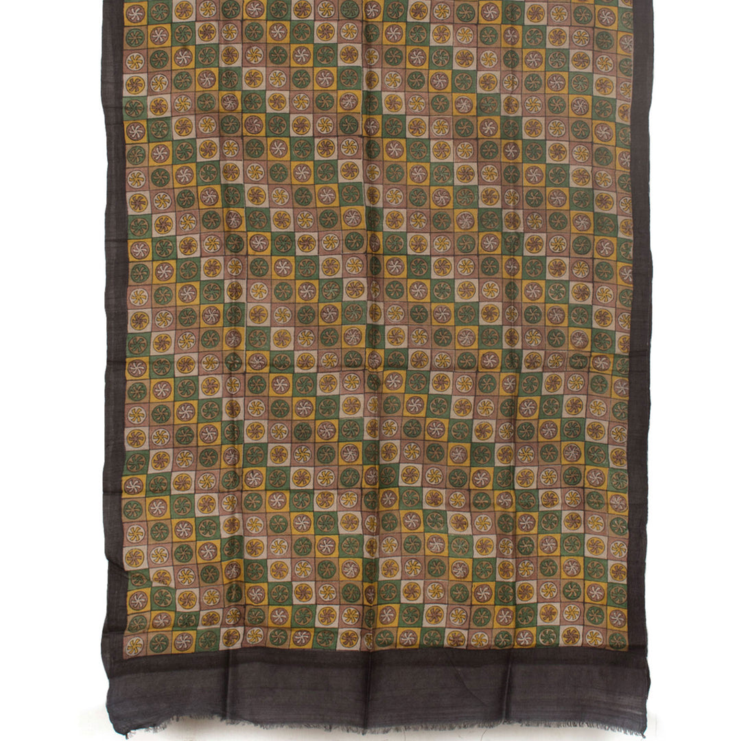Hand Block Printed Tussar Silk Salwar Suit Material 10055935