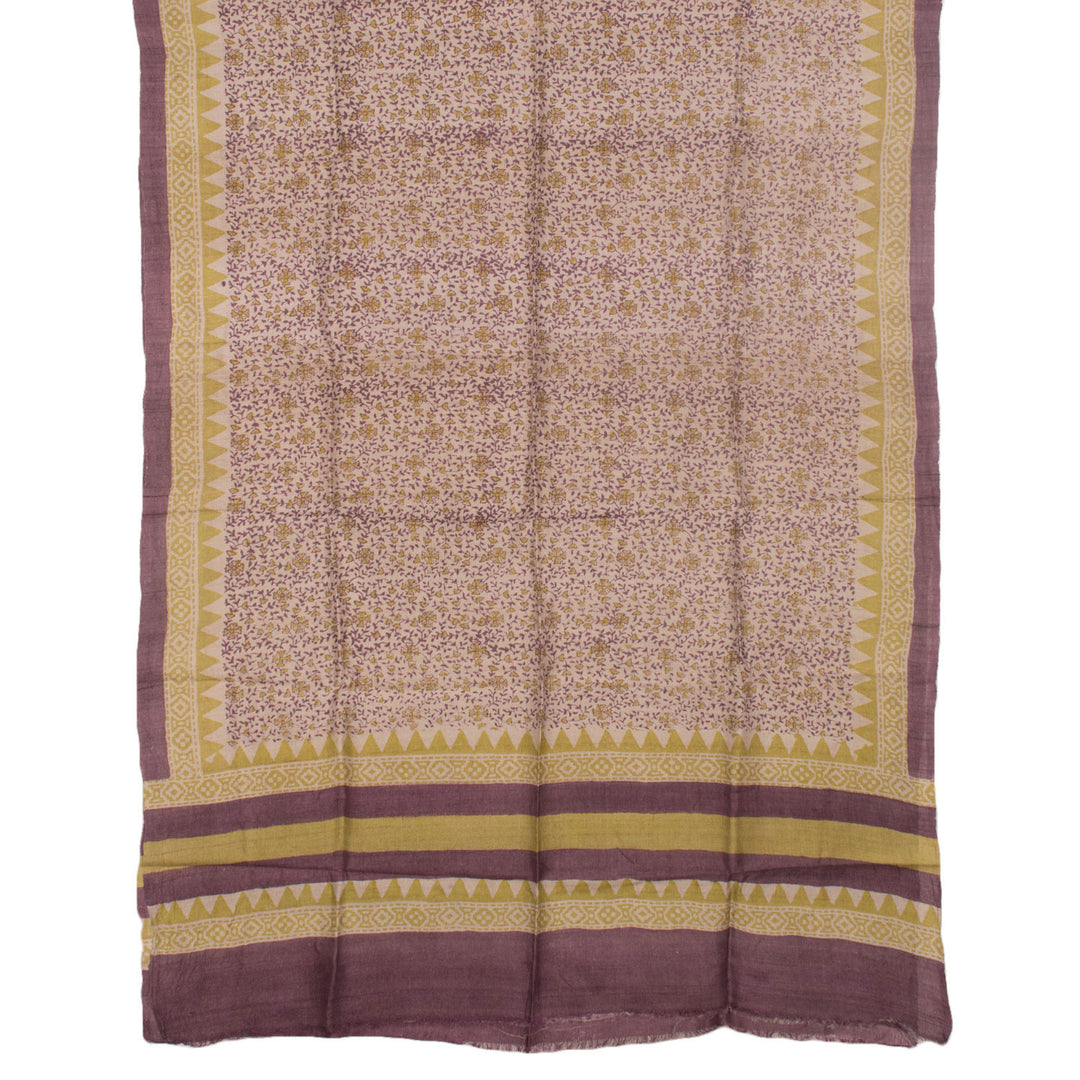 Hand Block Printed Tussar Silk Salwar Suit Material 10055945