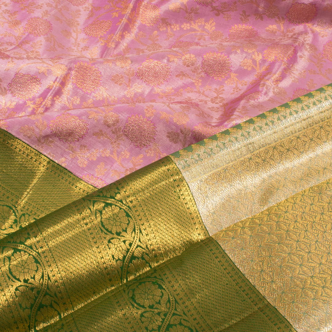 Handloom Pure Silk Bridal Jacquard Korvai Kanjivaram Tissue Saree with Floral Design