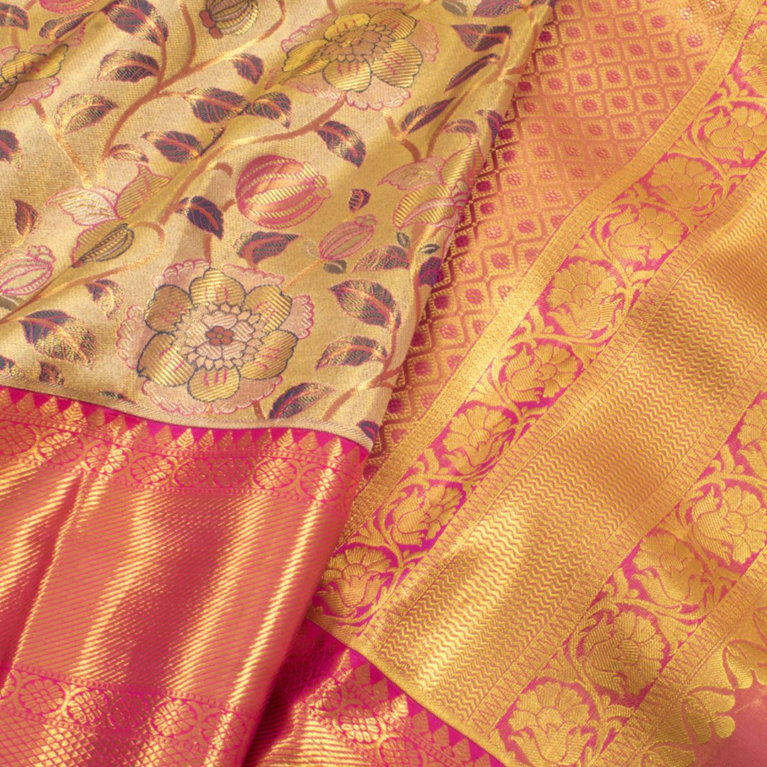 Pure Tissue Silk Bridal Jacquard Korvai Kanjivaram Saree 10056420