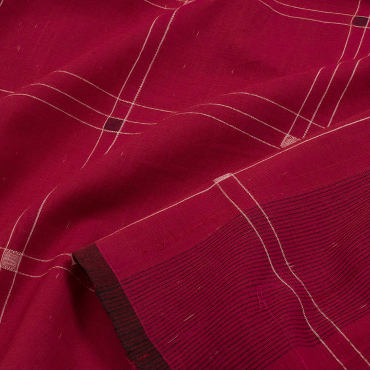 Handloom Cotton Saree with Checks Design 10057099