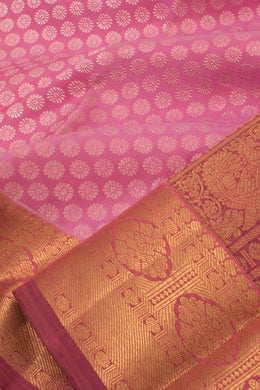 Dark Rose Pink Pure Zari Bridal Kanjivaram Silk Saree 10057130