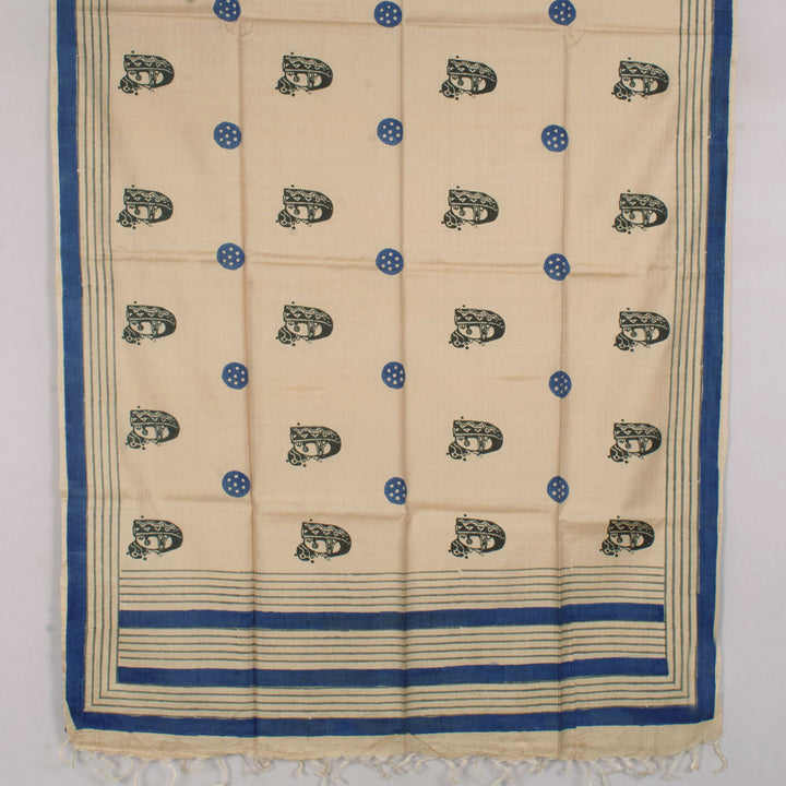 Hand Block Printed Tussar Cotton Dupatta 10057159