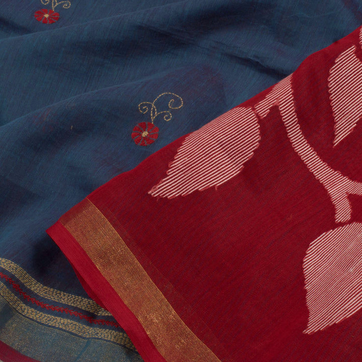 Hand Embroidered Silk Cotton Saree 10057237