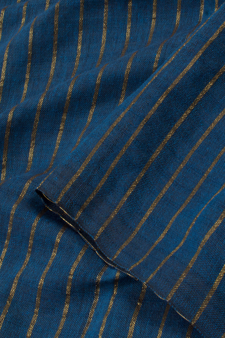 Handwoven Zari Stripes Linen Saree 10057760