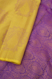 Amber Yellow Handloom Pure Zari Nakashi Kanjivaram Silk Saree 10057803