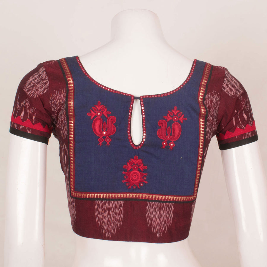 Handcrafted Cotton Blouse With Patti Ka-Kam and Mirror Work Embroidery
