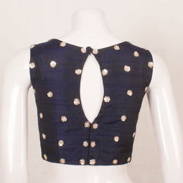 Hand Embroidered Sleeveless Raw Silk Blouse with Sequin Embroidery and Padding