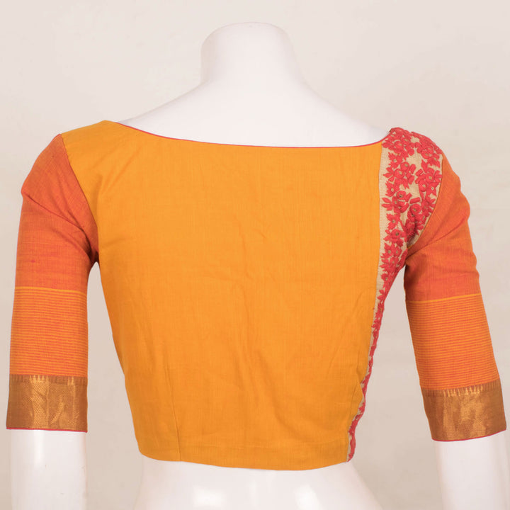 Handcrafted Cotton Blouse with Sequin Embroidered and Contrast Piping