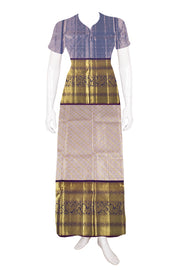 lavender Pure Zari Korvai Kanjivaram Tissue Silk Pattu Pavadai Material 10058089