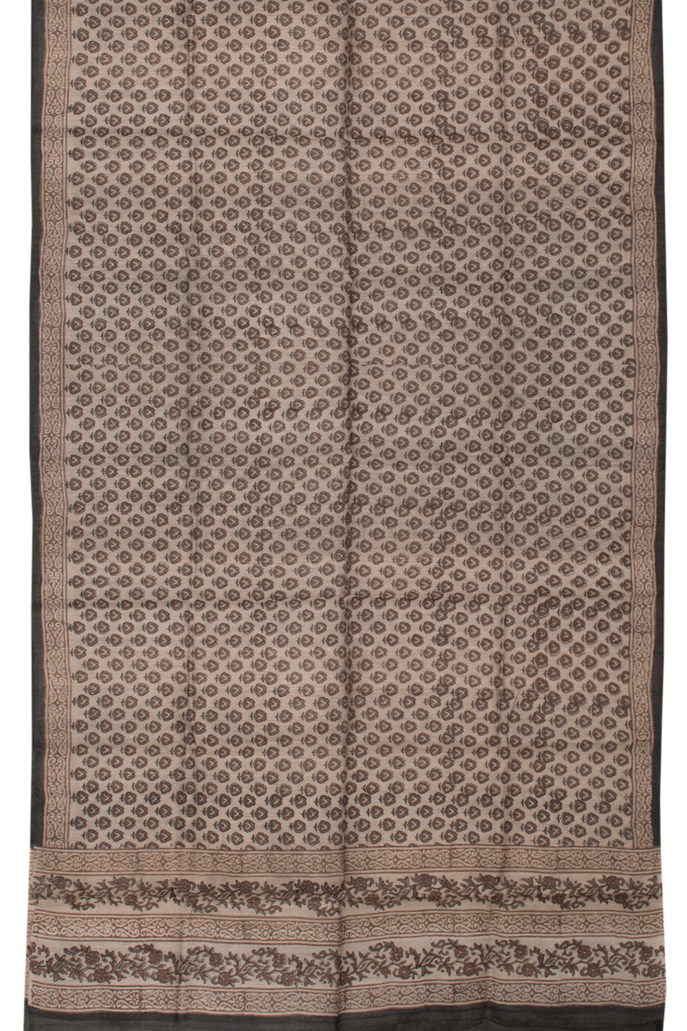 Hand Block Printed Tussar Silk Salwar Suit Material 10058473