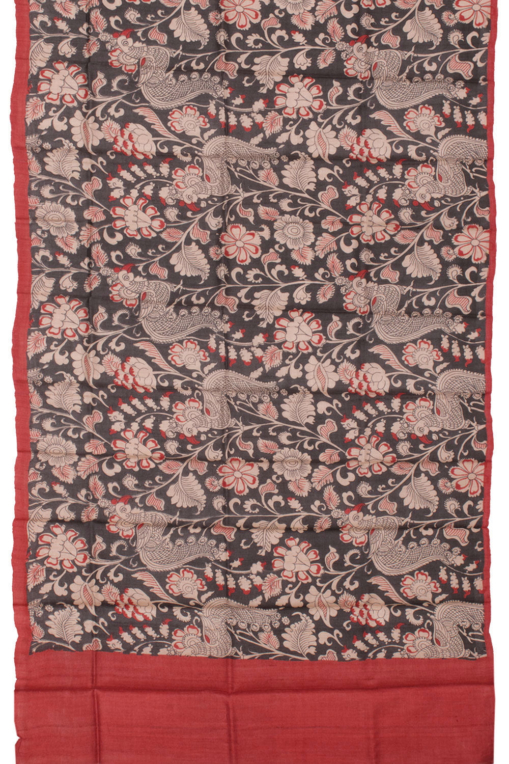 Hand Block Printed Tussar Silk Salwar Suit Material 10058476