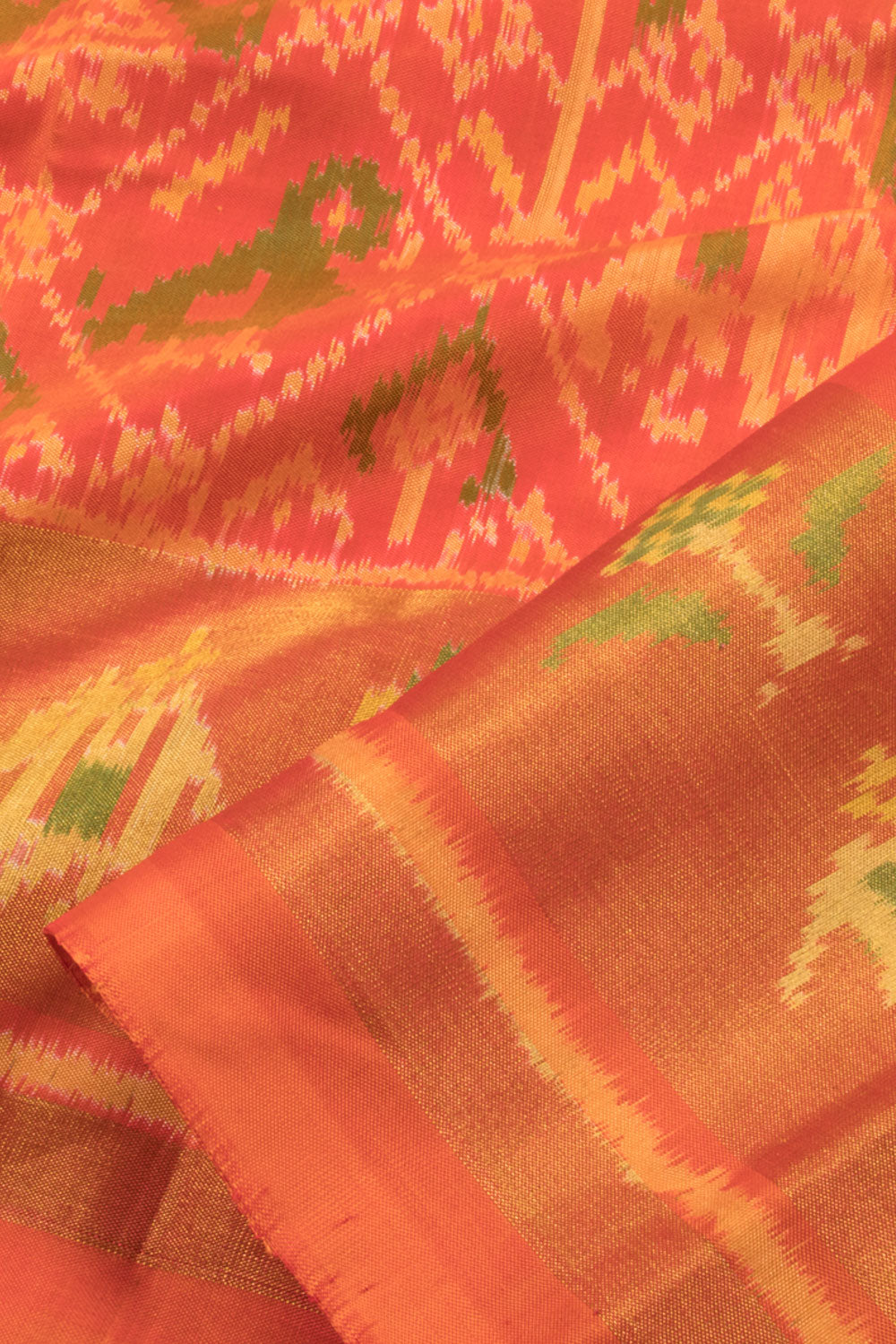 Orange Handloom Patola Ikat Silk Saree 10059752