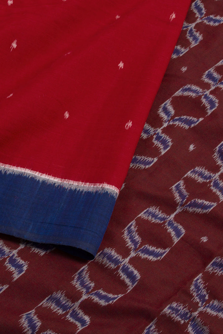 Red Handloom Odisha Ikat Cotton Saree 10060294