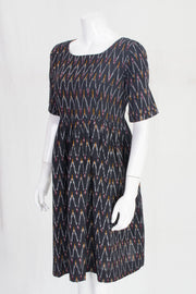 Black Handloom Ikat Cotton Dress 10060385