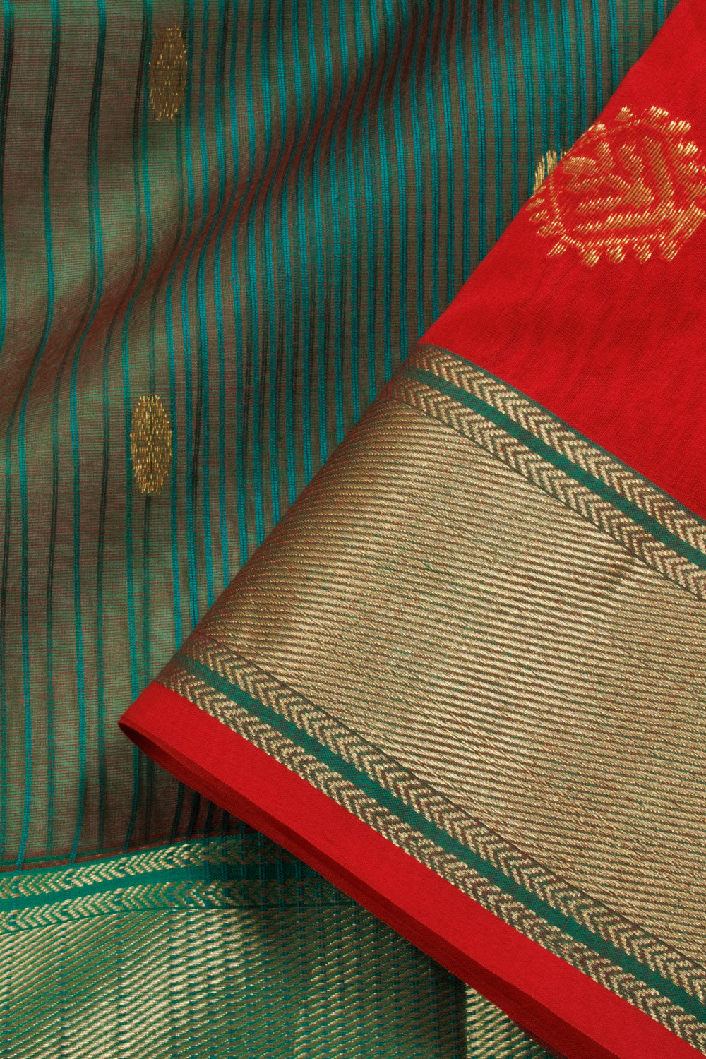 Green Handloom Maheshwari Silk Cotton Saree 10060450