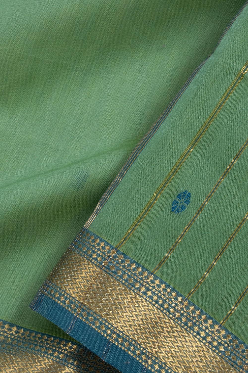 Spring Green Handloom Maheshwari Silk Cotton Saree 10060461