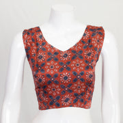 Red Ajrakh Printed Mashru Silk Blouse 10061030
