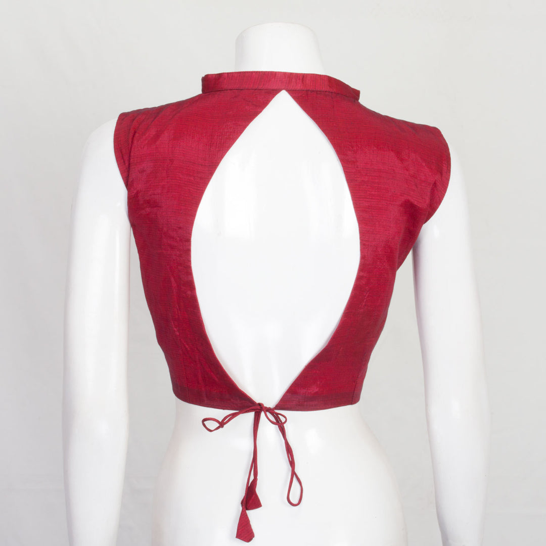 Maroon Handcrafted Silk Cotton Blouse 10061036