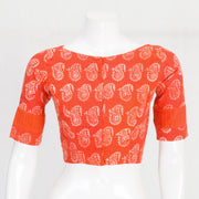 Orange Hand Block Printed Cotton Blouse 10061052