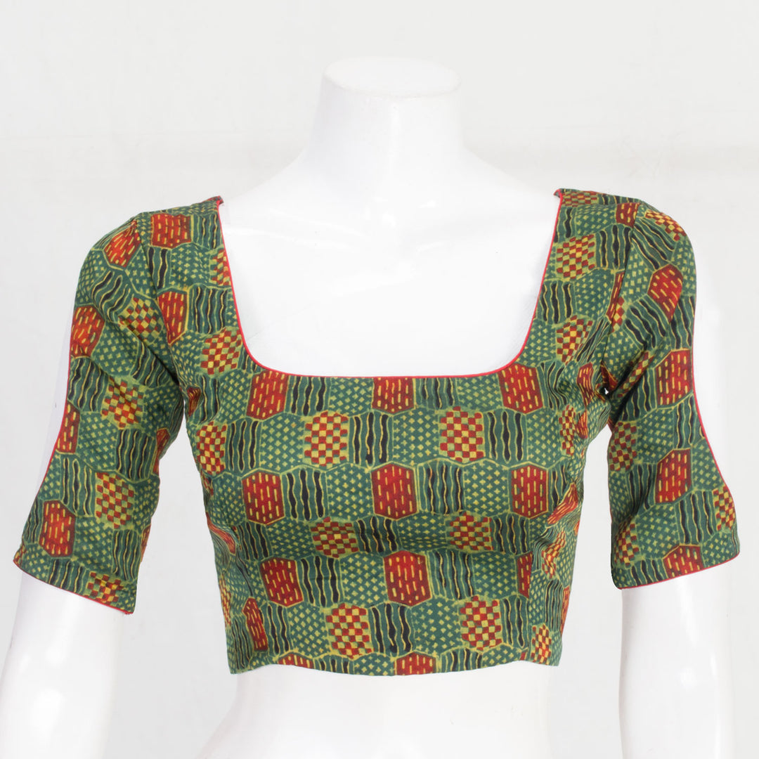 Green Ajrakh Printed Modal Silk Blouse 10061058