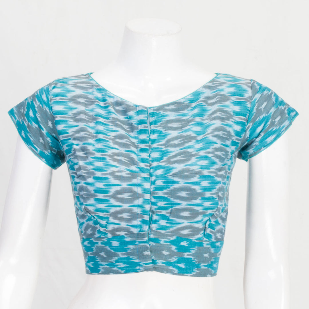 Blue Handcrafted Ikat Cotton Blouse 10061175