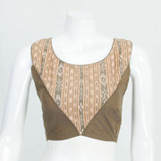 Brown Handcrafted Ikat Cotton Blouse 10061176