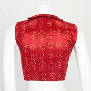 Red Ajrakh Printed Mashru Blouse 10061185