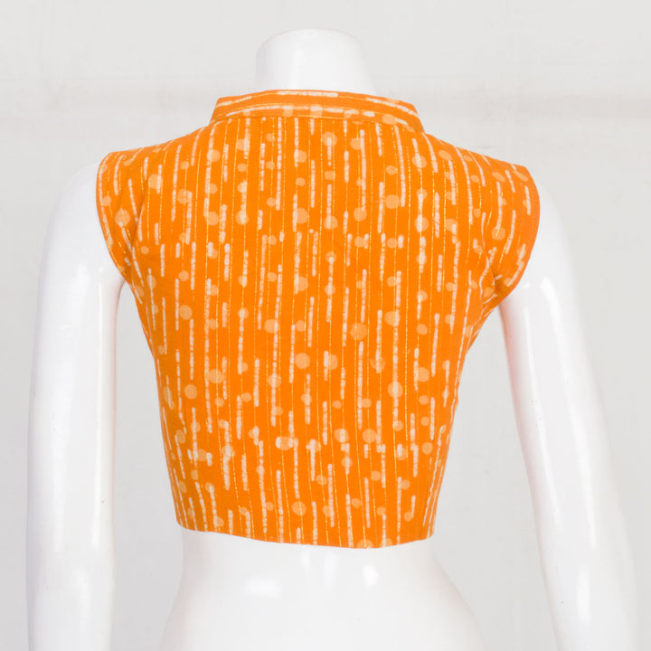 Orange Dabu Printed Cotton Blouse 10061212