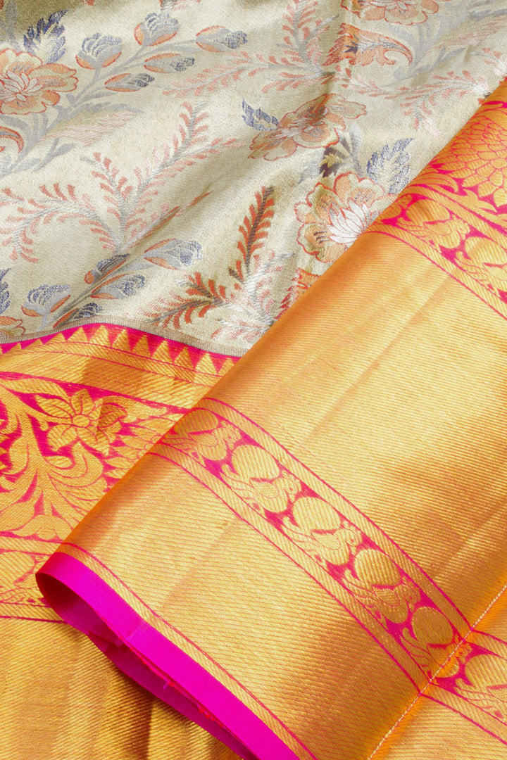 Handloom Pure Silk Tissue Zari Dharmavaram Saree 10061228